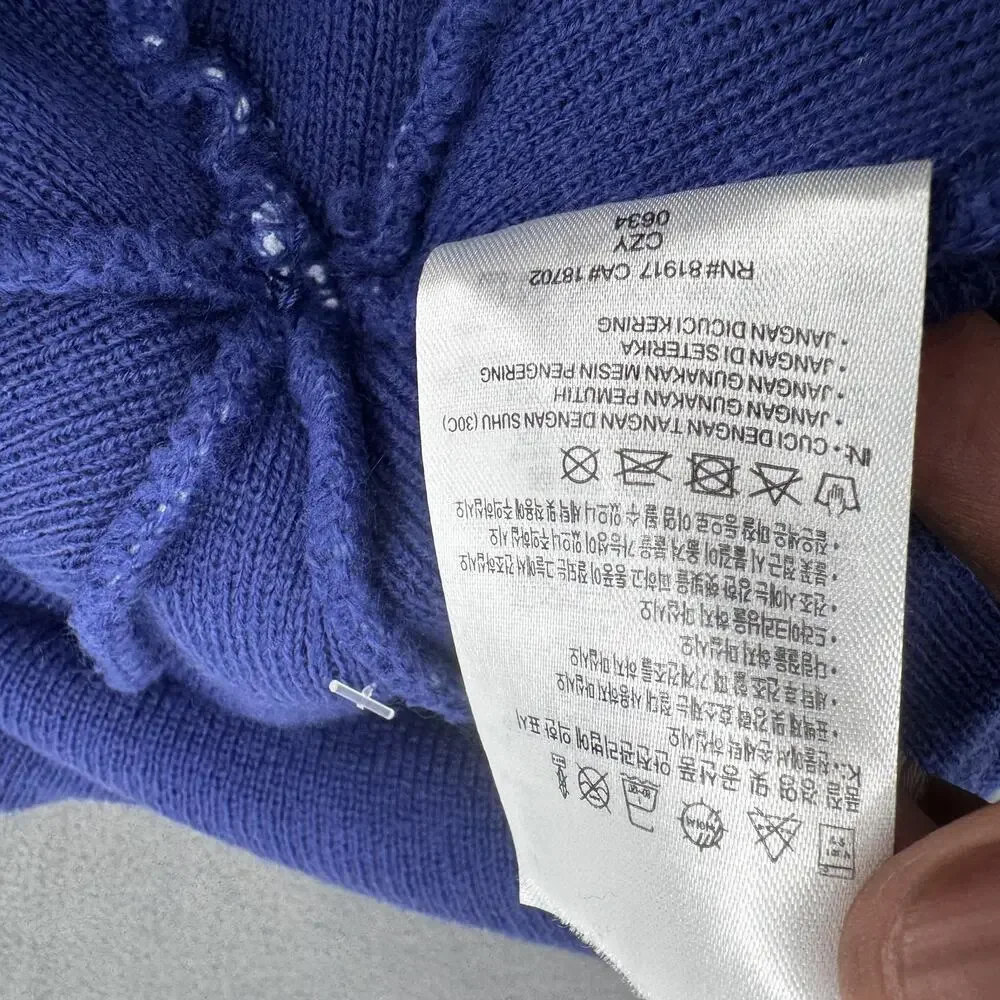 Nike Youth Blue White Pom‎ Beanie Hat Swoosh Cuffed Winter Knit Cap Boys